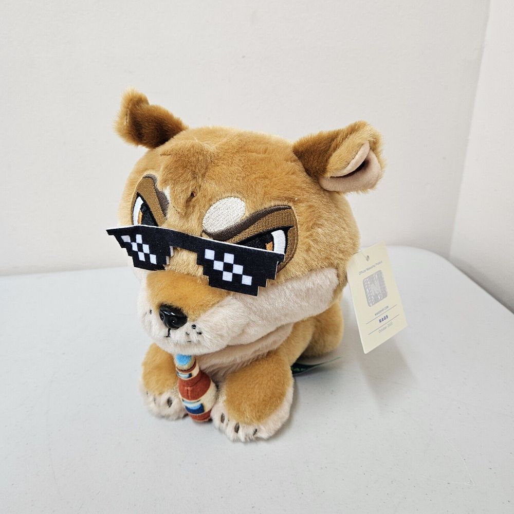 Makeship Plush Rags 2.0 Dog Shibe Mascot Doggo 6" Plush With Bottle